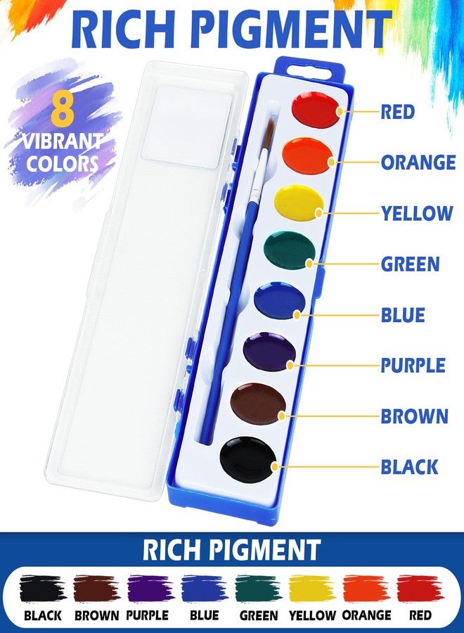 Zhenbuco Watercolor Paint Set for Kids - Bulk Pack of 10, 8 Colors Washable Water Color Paints Sets with Paintbrush, Kids Watercolor Paint Set for Coloring, Art, Classrooms and Valentines Paint Supplies - Image 2